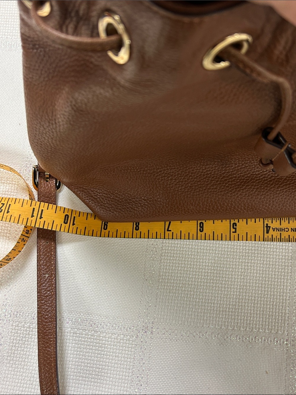 Brown Leather Drawstring Bucket Bag image 9